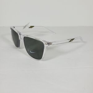 Nike Men's State Sunglasses Clear Frame, Green Chevron Swoosh Accent NEW